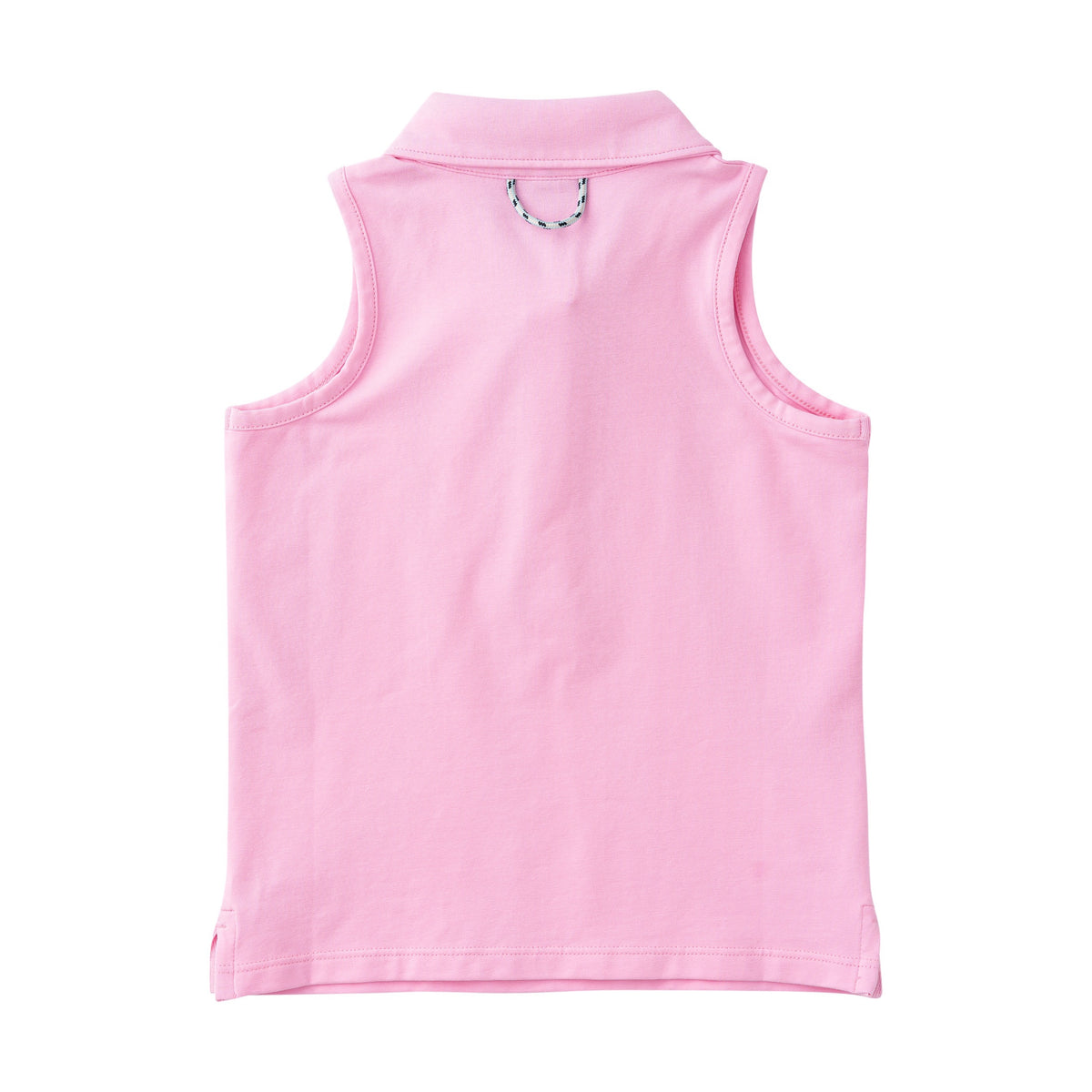 Pink sleeveless polo shirt on a white background