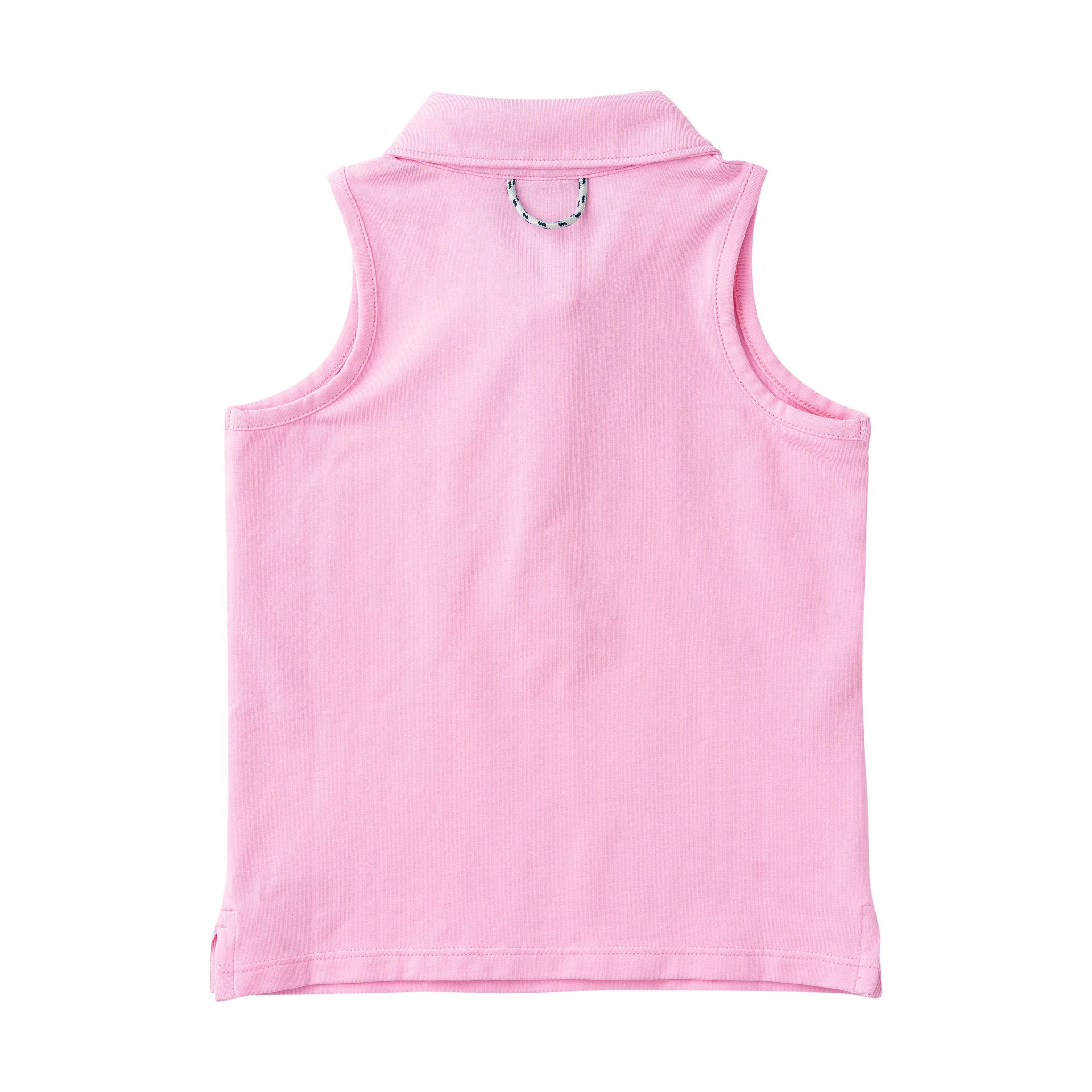 Pink sleeveless polo shirt on a white background