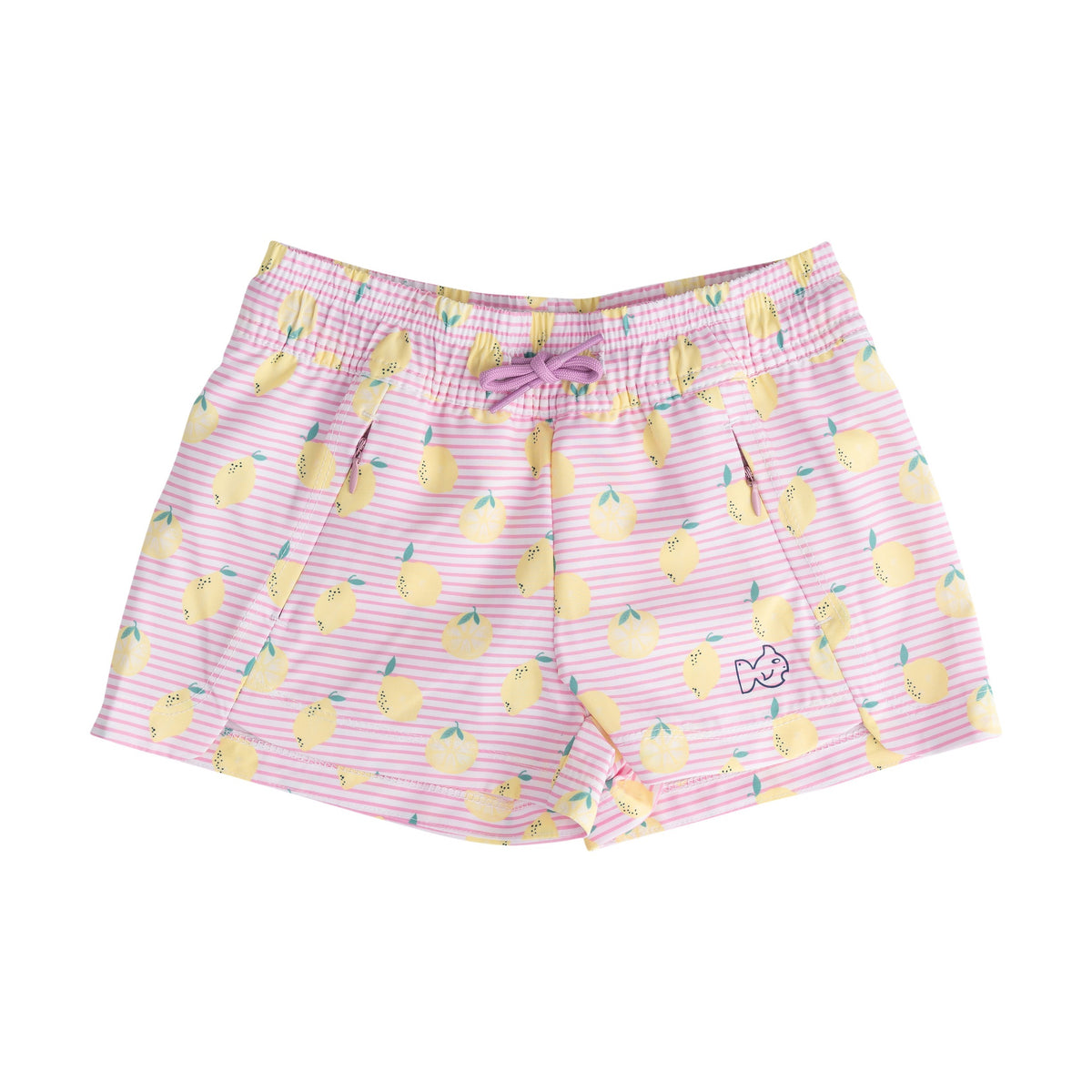 Girls' Beach Cruiser Short in Pink Frosting Lemon Stripe