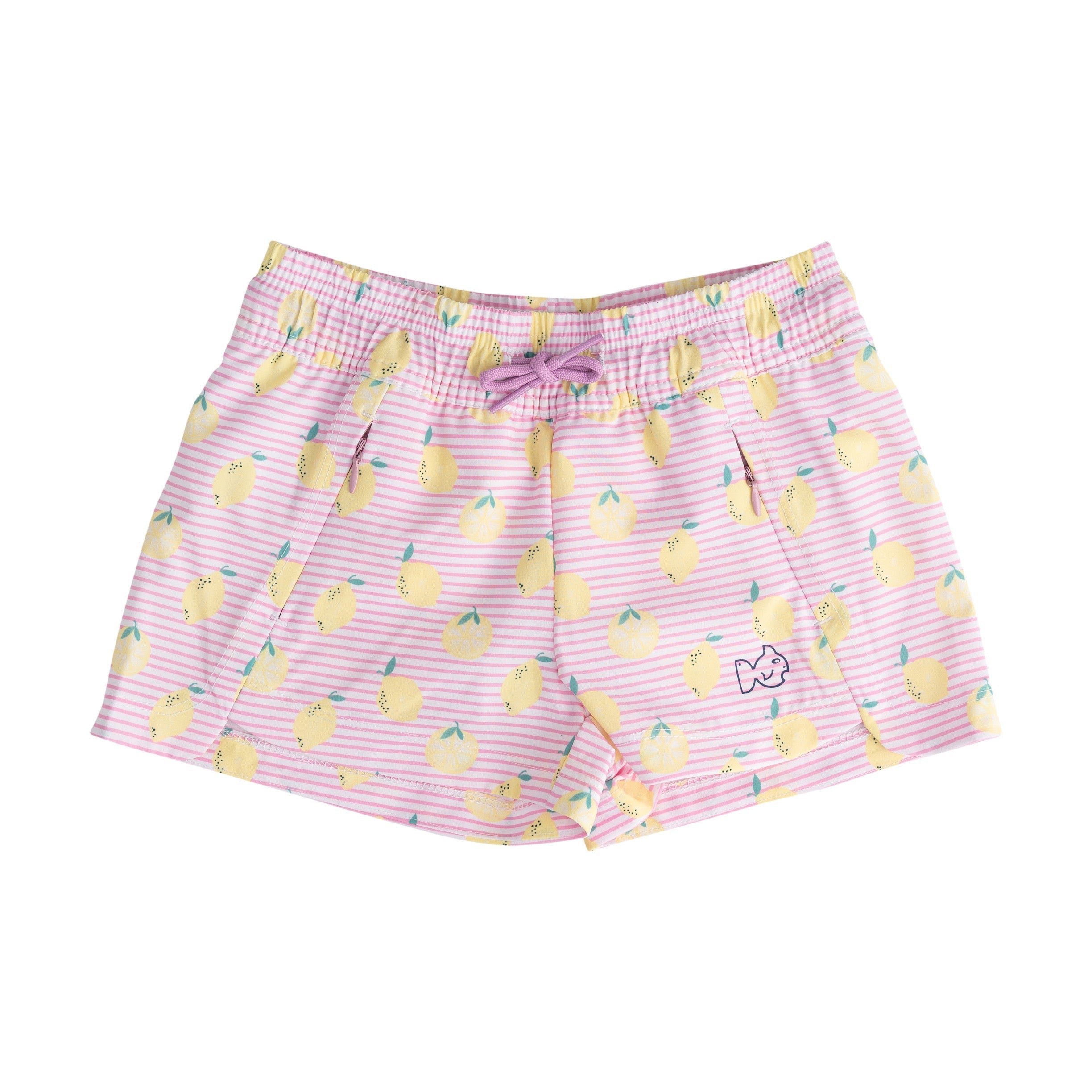 Girls' Beach Cruiser Short in Pink Frosting Lemon Stripe