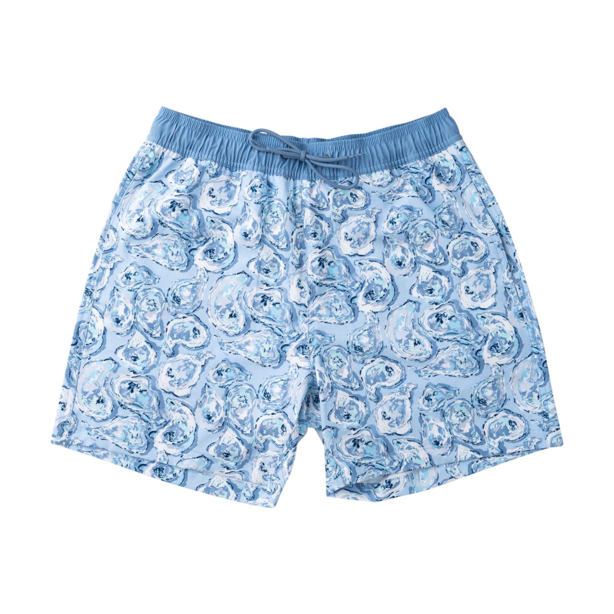 men's boogie board swim trunk in blue and white Oyster Shell Print