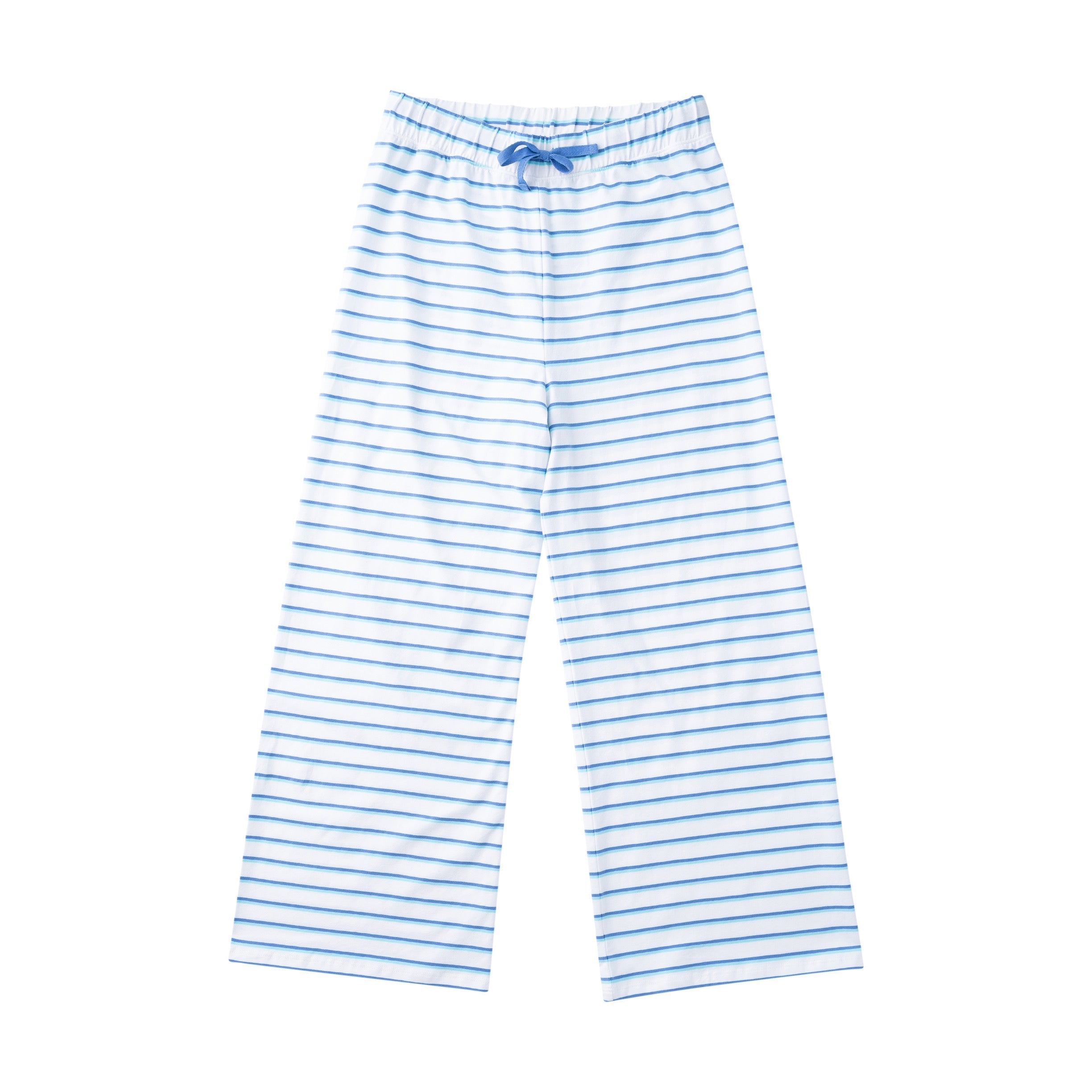 Blue and white striped loungewear pants for adult ladies