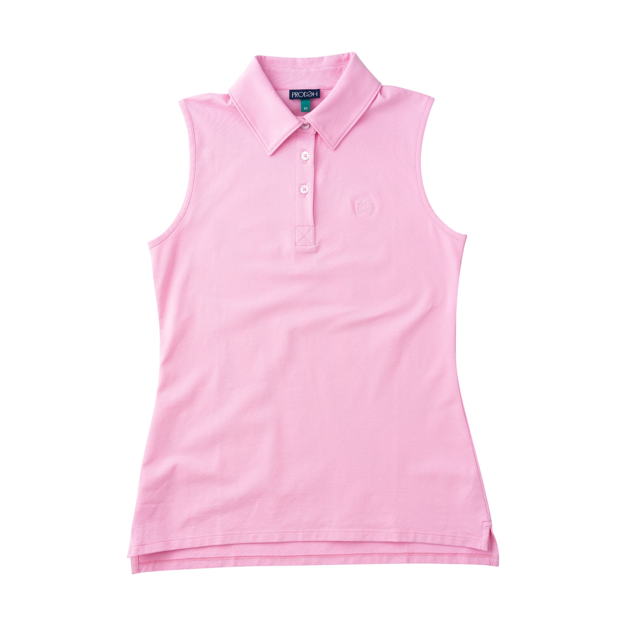 Womens' Sleeveless Solid Cotton Polo - Pink Frosting