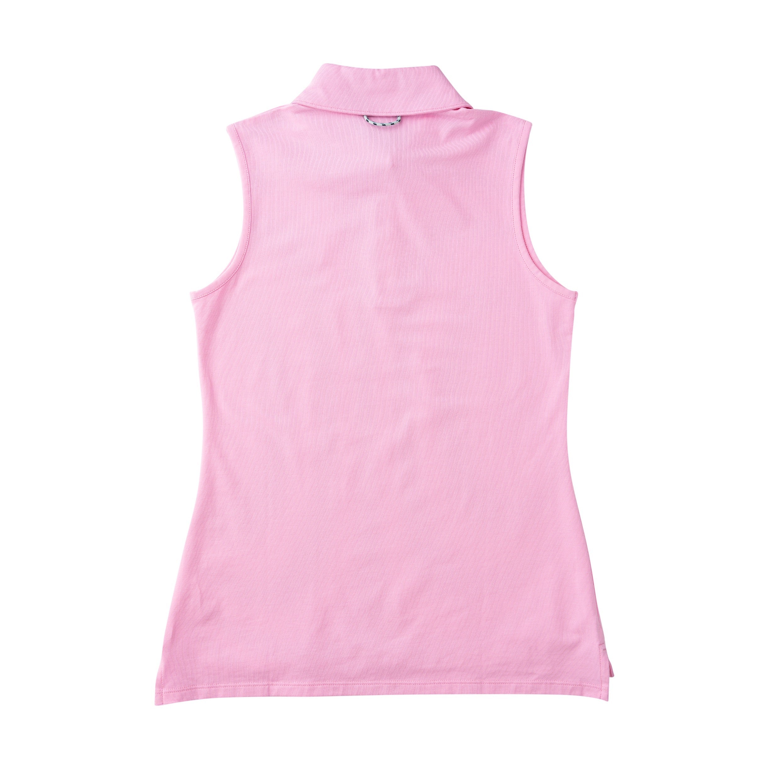 Womens' Sleeveless Solid Cotton Polo - Pink Frosting