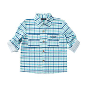 Boys' Long Sleeve Founders Kids Fishing Shirt Marine Green Pawleys Island Plaid