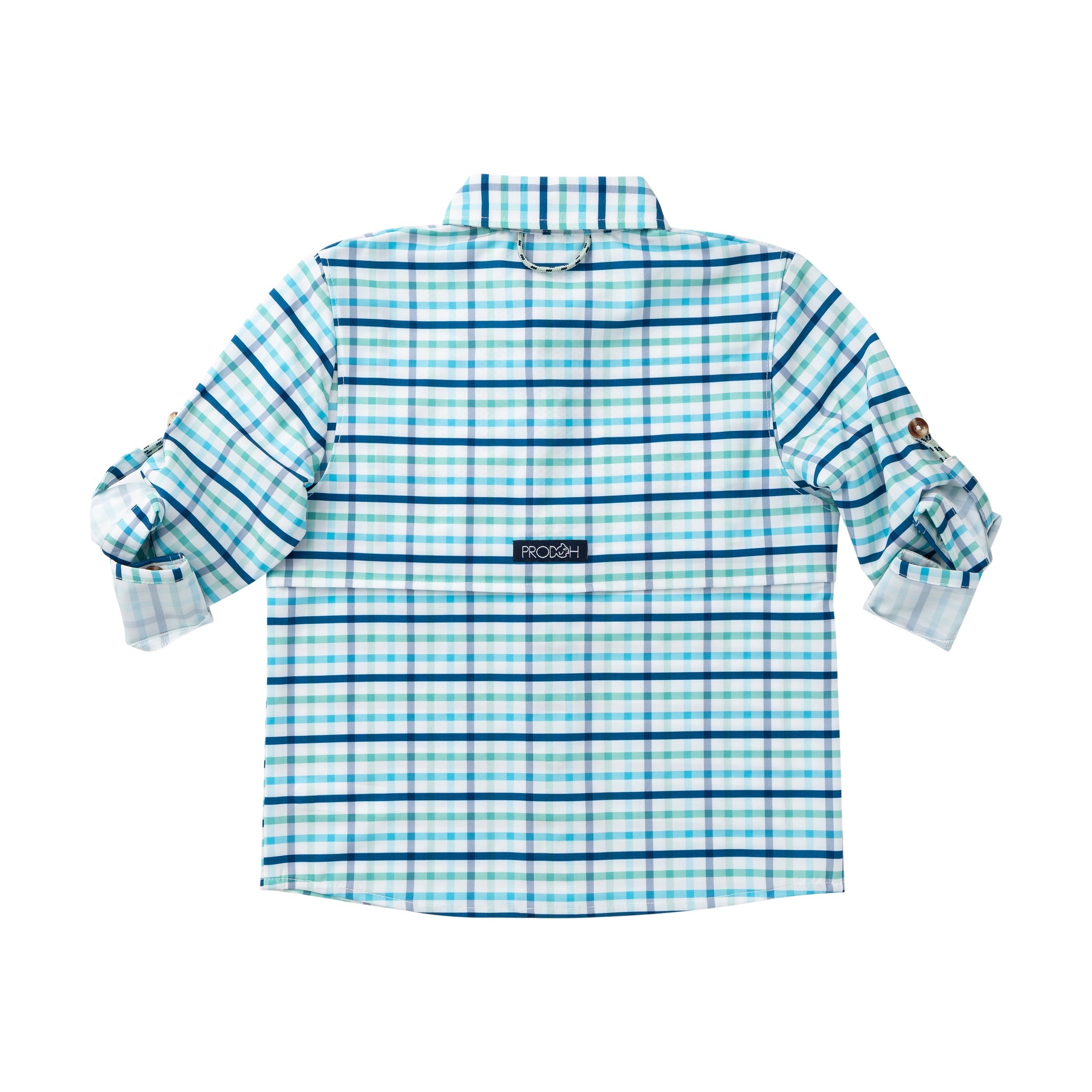 Boys' Long Sleeve Founders Kids Fishing Shirt Marine Green Pawleys Island Plaid