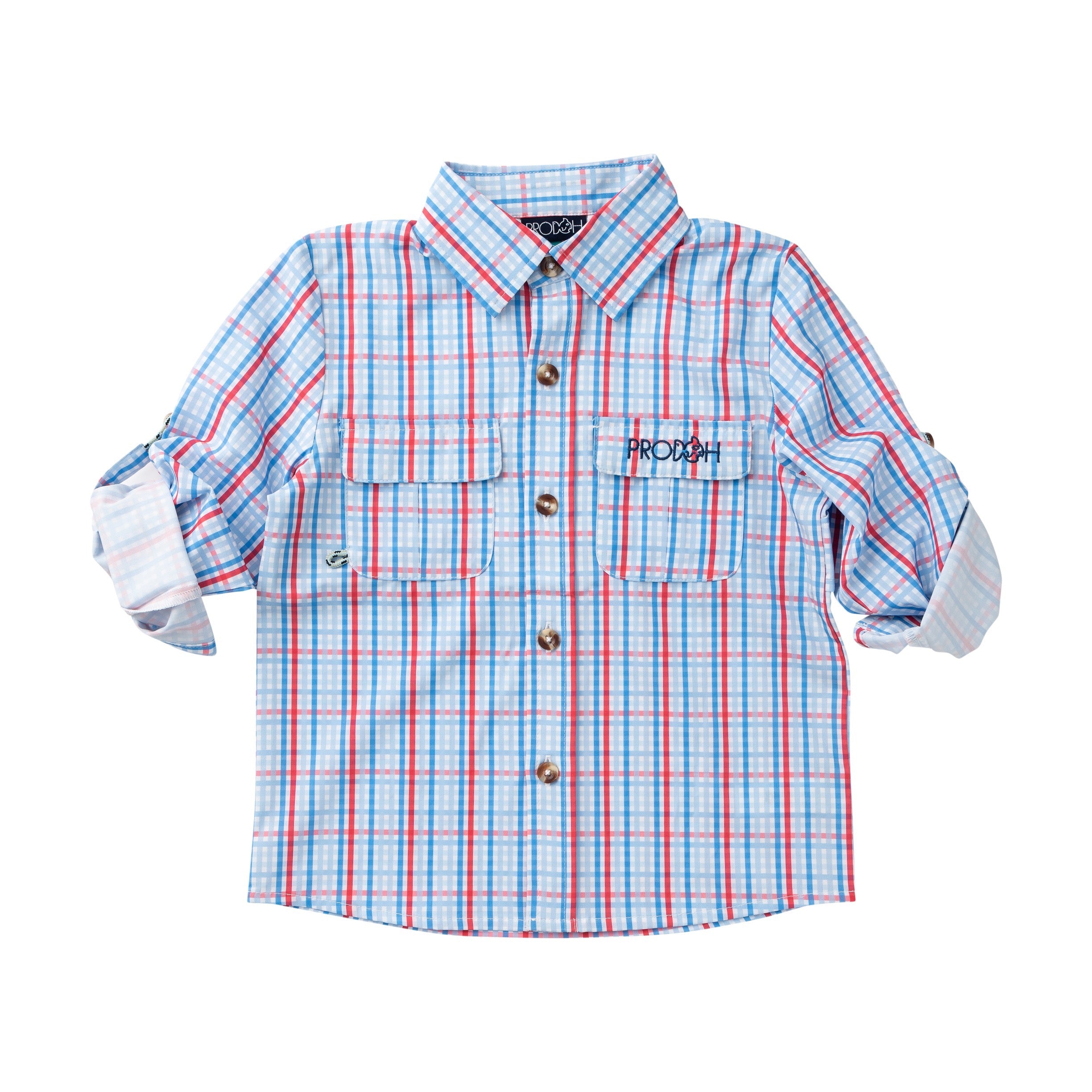 Boys' Long Sleeve Founders Kids Fishing Shirt Patriotic Plaid