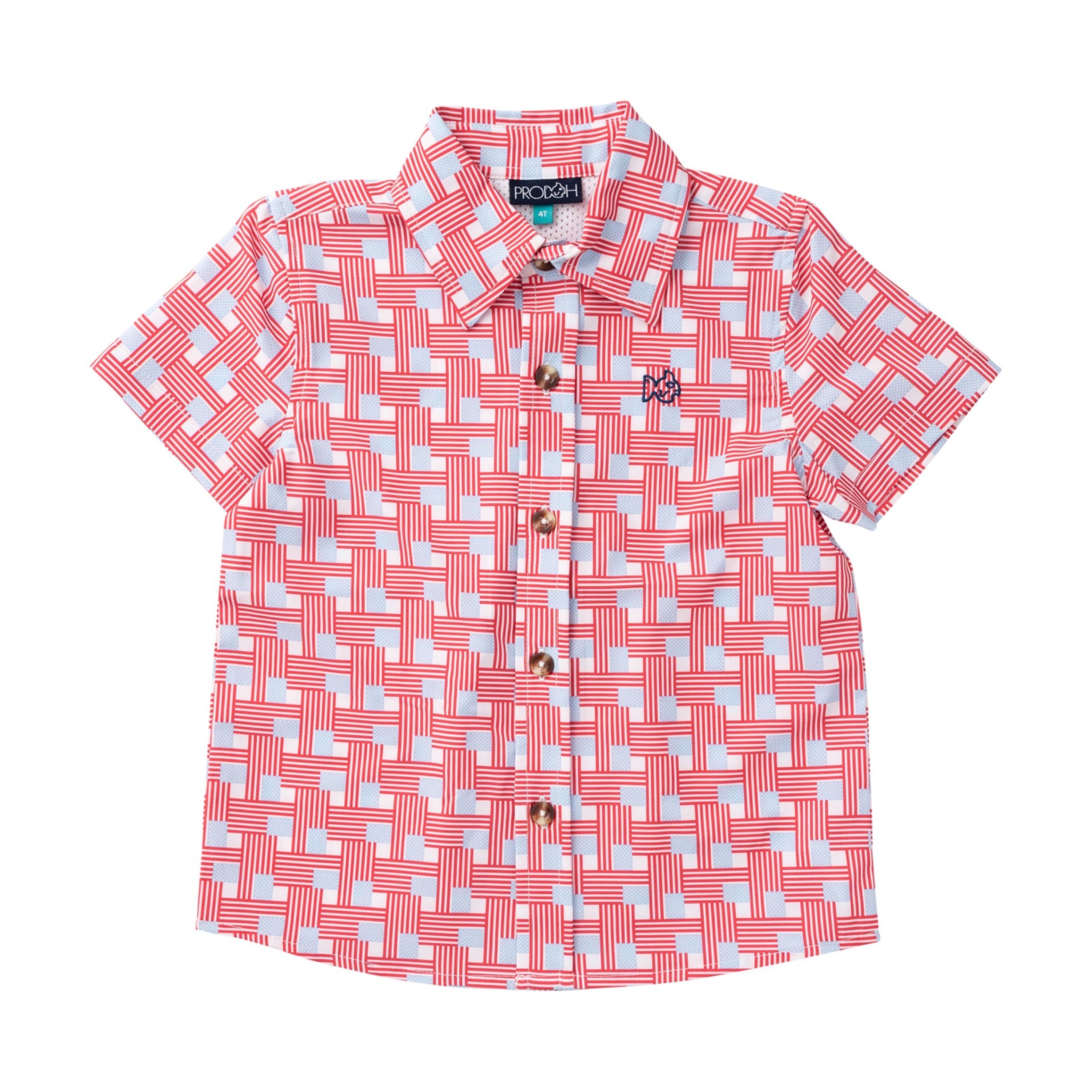 Boys' Short Sleeve Button Down Shirt in American Flag Plaid