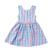 Girls' Crisscross Back Dress Patriotic Plaid