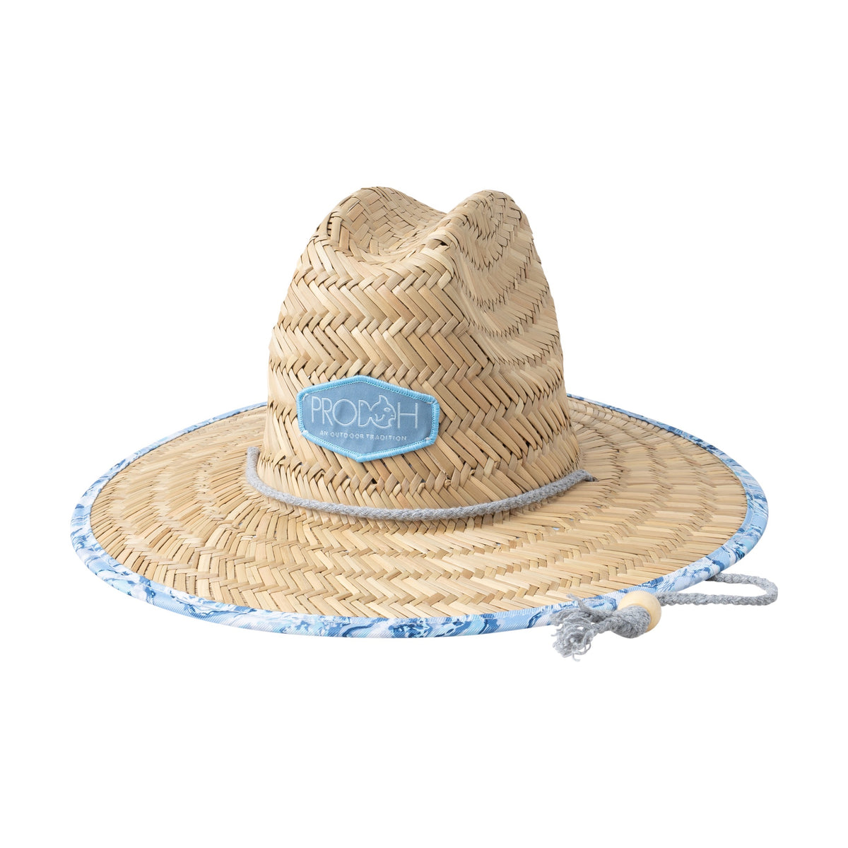 kids straw sun hat with blue band and prodoh logo