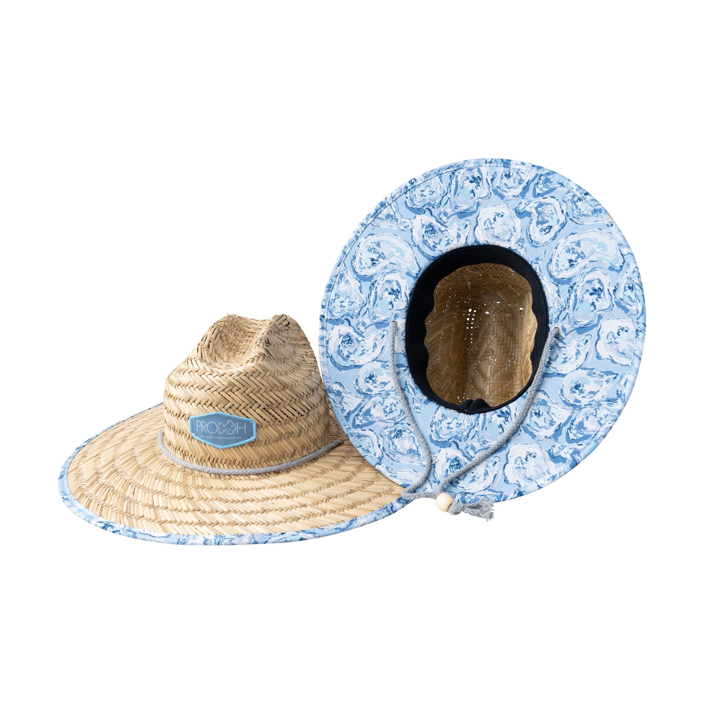 Adult Straw Lifeguard Hat in Oyster Print