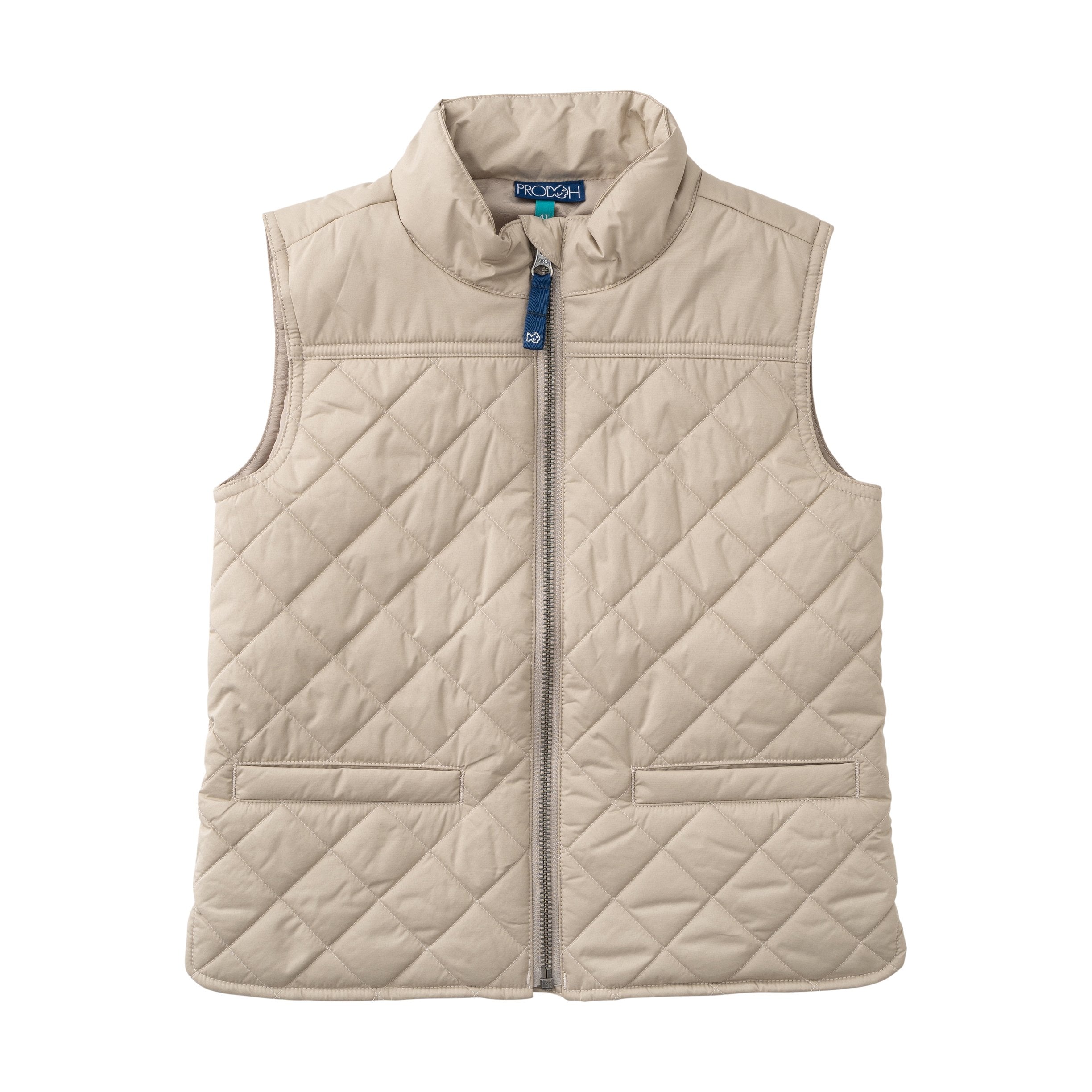 kids pro quilted vest in khaki