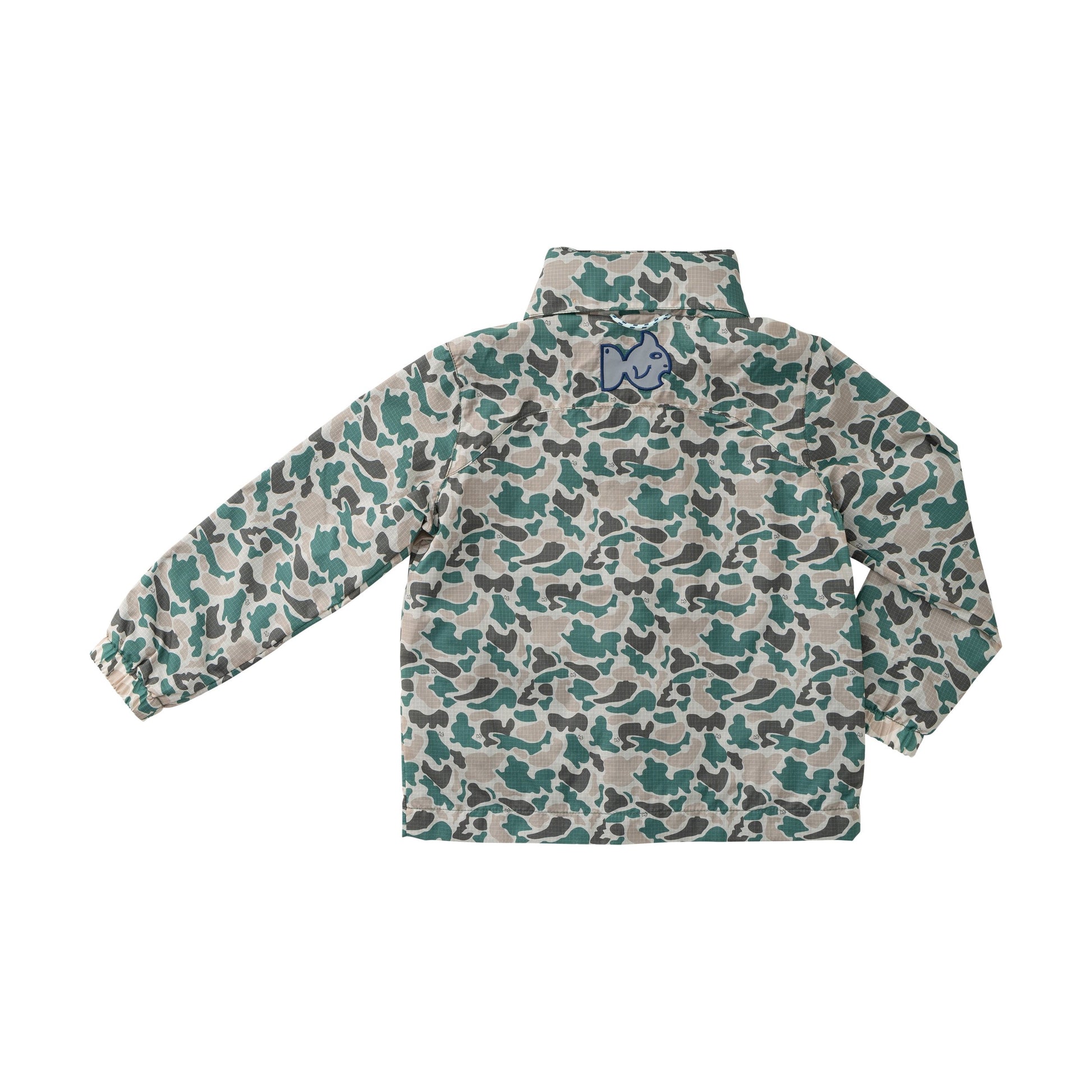 kids waterproof camo rain jacket with hood for school or outdoor play