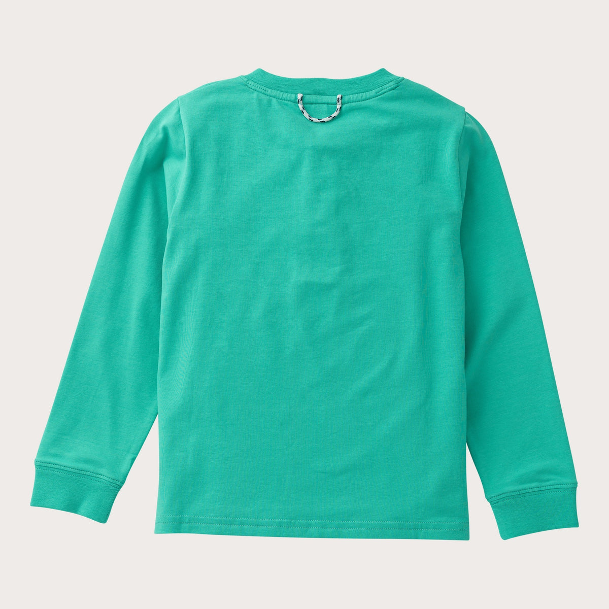 A  long-sleeve crewneck henley shirt in a christmas holly green color.