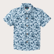 Boys' Short Sleeve Button Down Shirt in Cool Blues Break Point Camo