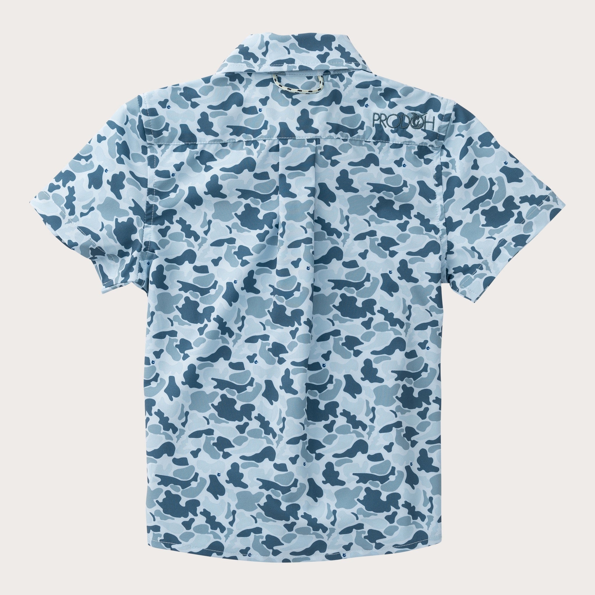 Boys' Short Sleeve Button Down Shirt in Cool Blues Break Point Camo