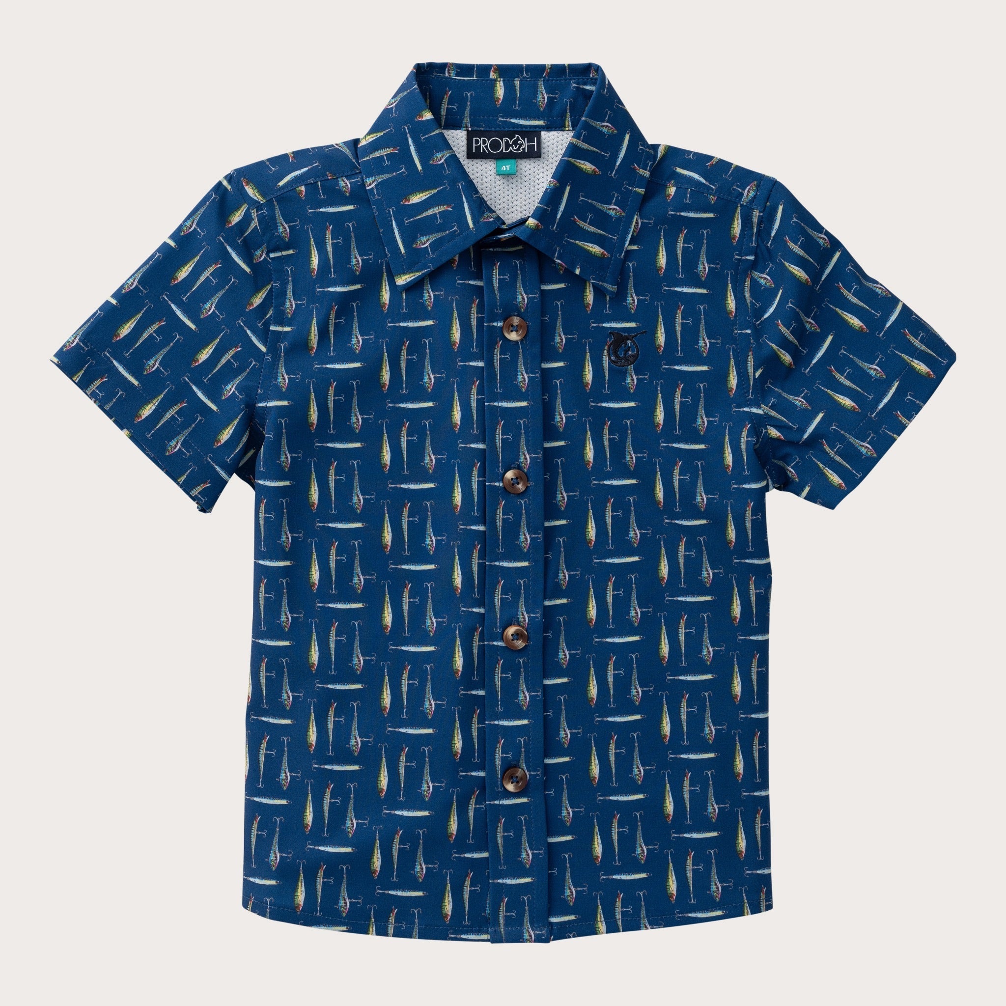 Boys' Short Sleeve Button Down Shirt in Fishing Lures Print