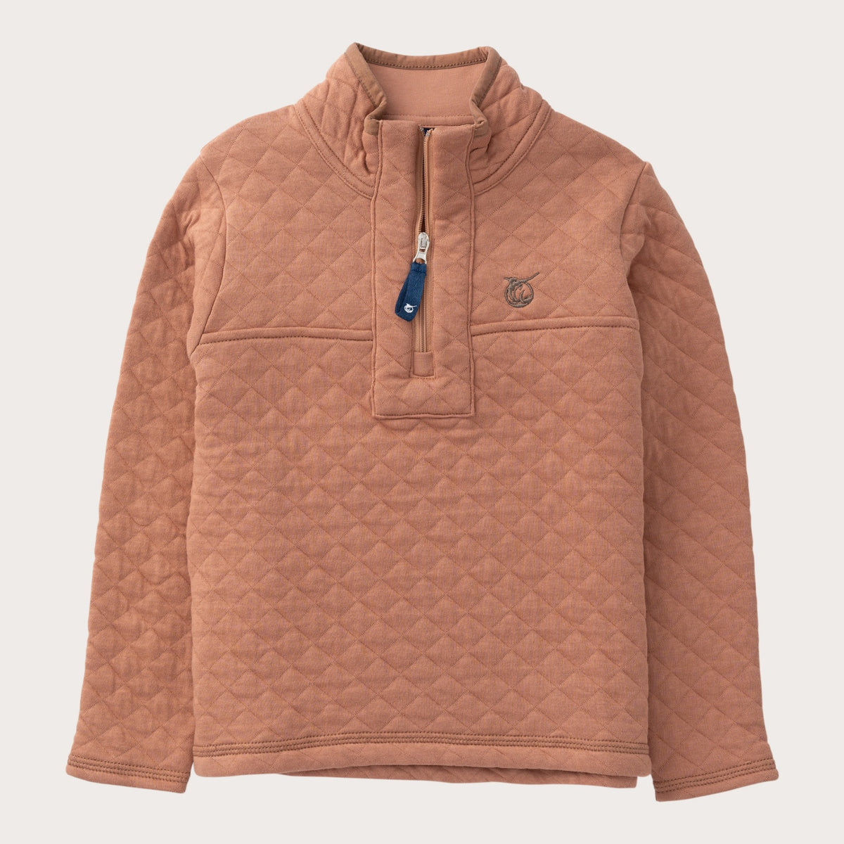 Kids' Quilted Zip Pullover in Mocha Mousse