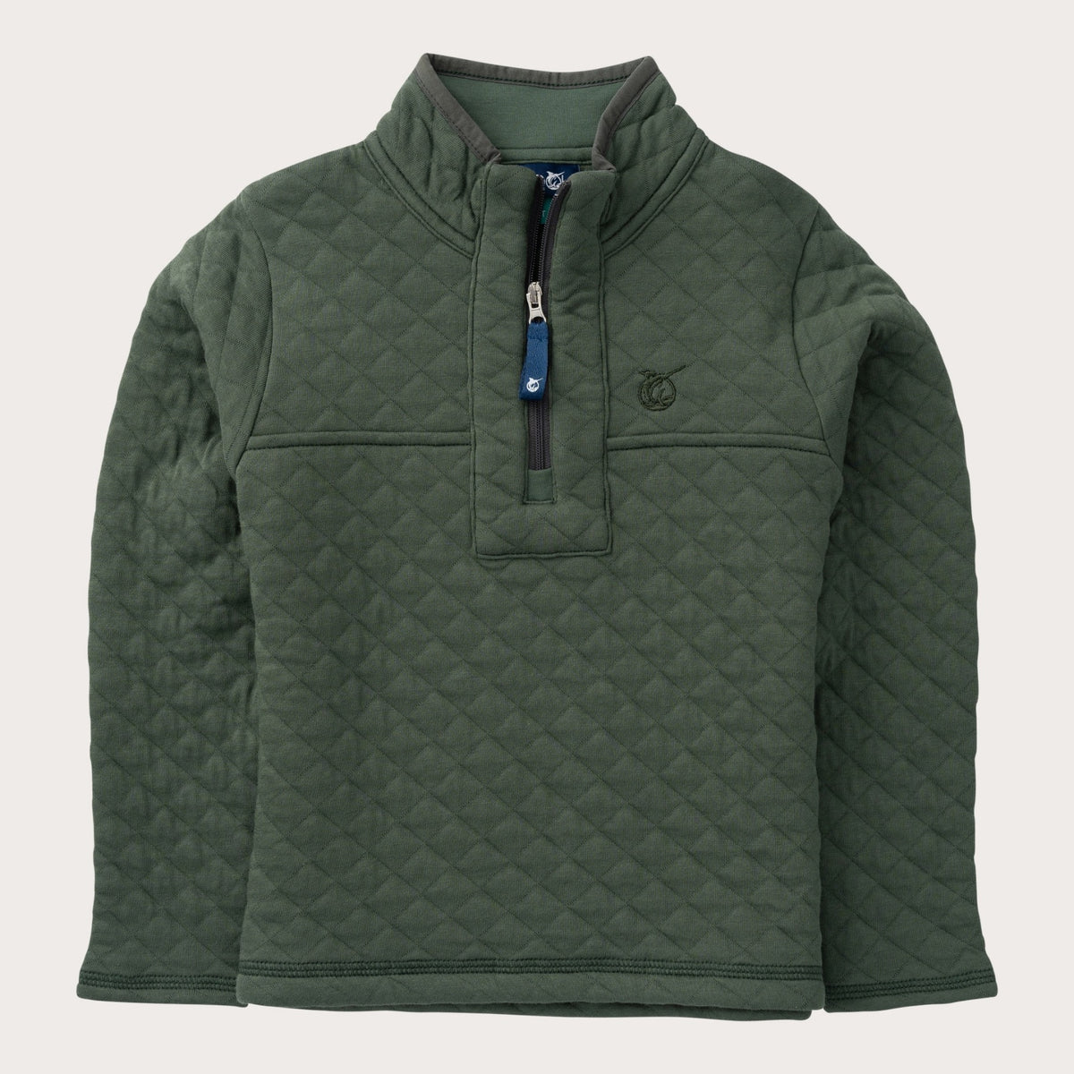 Kids' Quilted Zip Pullover in Camping Green