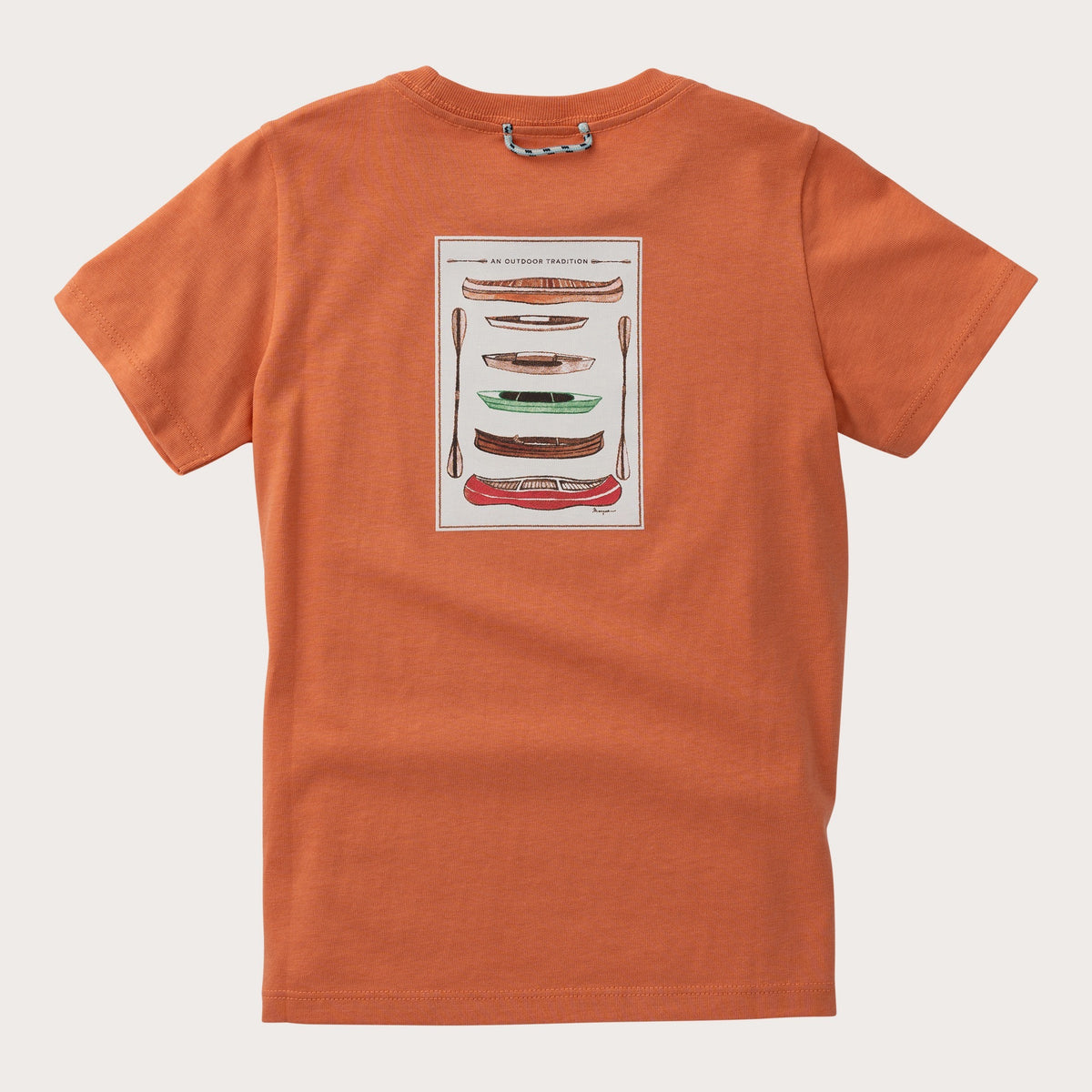 Boys' Short Sleeve Cotton T-shirt in Brandied Melon with Canoe Art