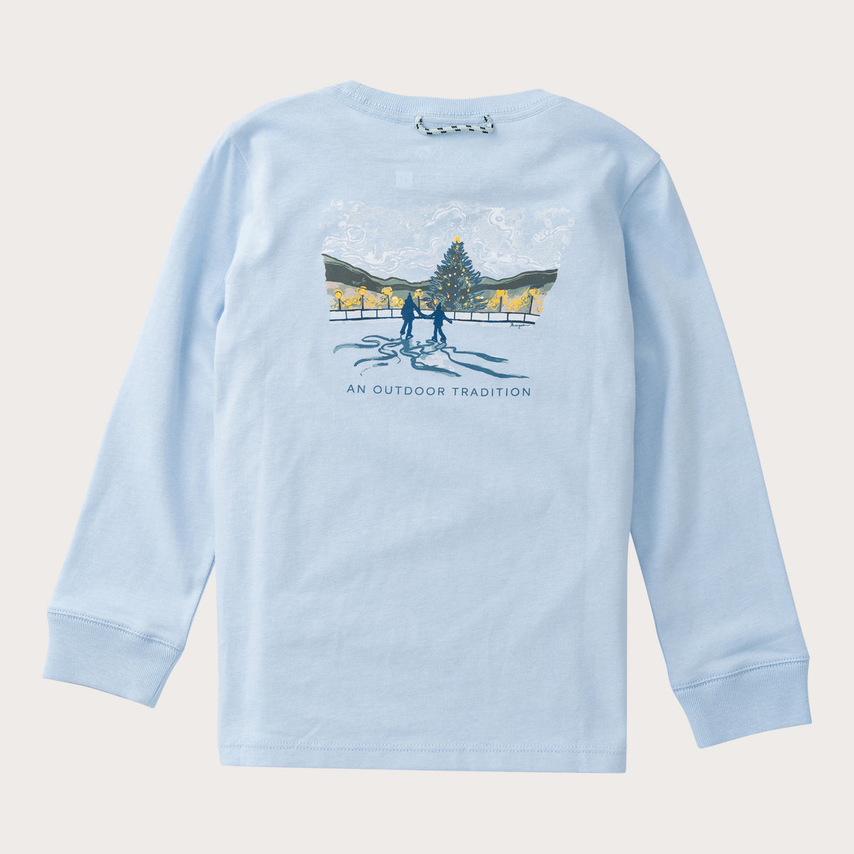 Boys' Long Sleeve Cotton T-shirt in Cashmere Blue Skating Scene