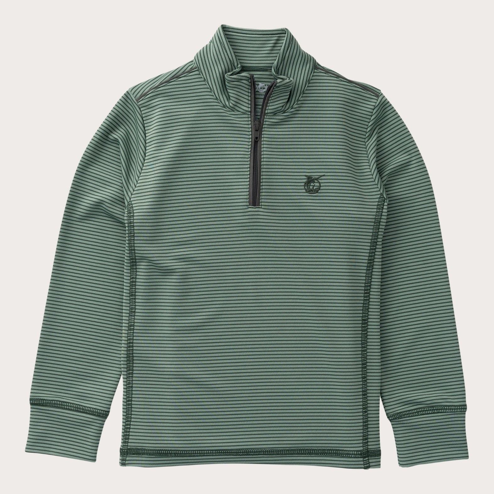 Boys' PRO Performance 1/4 Zip Pullover in Camping Green Stripe