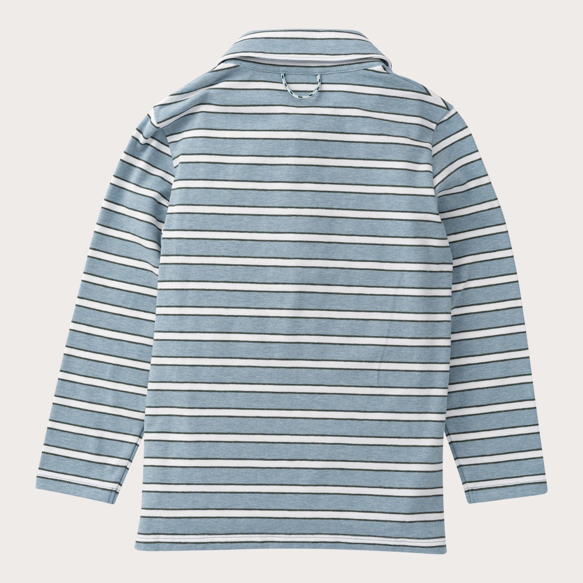 Boys' Long Sleeve Cotton Polo in Arona Blue Stripe