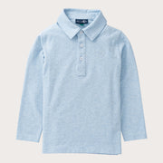 Boys' Long Sleeve Cotton Polo in Cashmere Blue