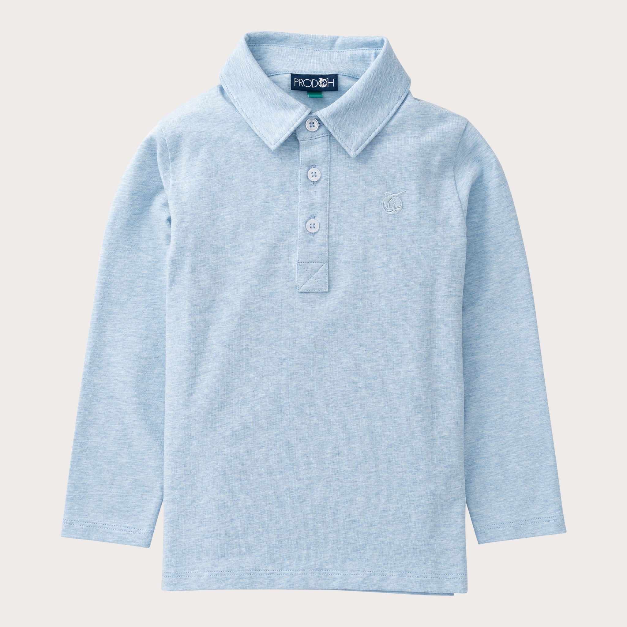 Boys' Long Sleeve Cotton Polo in Cashmere Blue