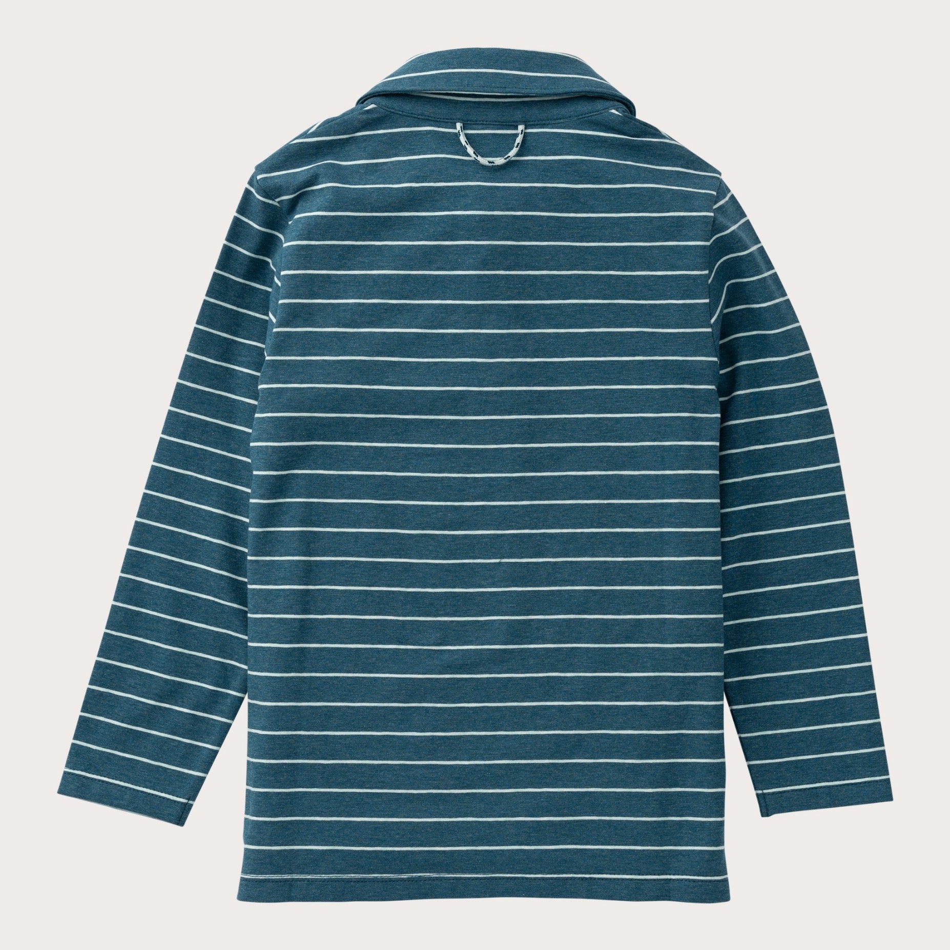 Boys' Long Sleeve Cotton Polo in Tapestry Blue and Mist Green Stripe