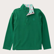 Boys' Sporty Snap Pullover in Holiday Green with Plaid Liner