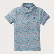 Boys' Short Sleeve Pro Performance Polo Shirt in Rainbow Trout Print