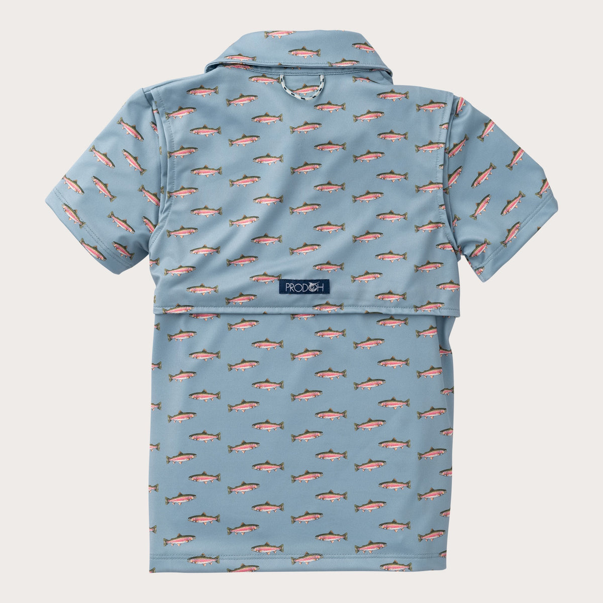 Boys' Short Sleeve Pro Performance Polo Shirt in Rainbow Trout Print