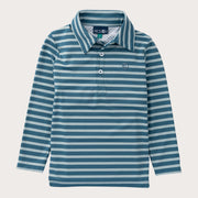 Boys' Long Sleeve Performance Polo in Tapestry Green Stripe