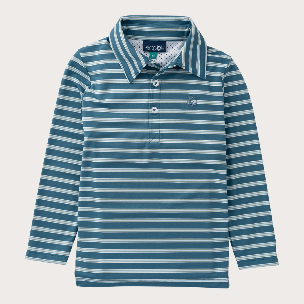 Boys' Long Sleeve Performance Polo in Tapestry Green Stripe