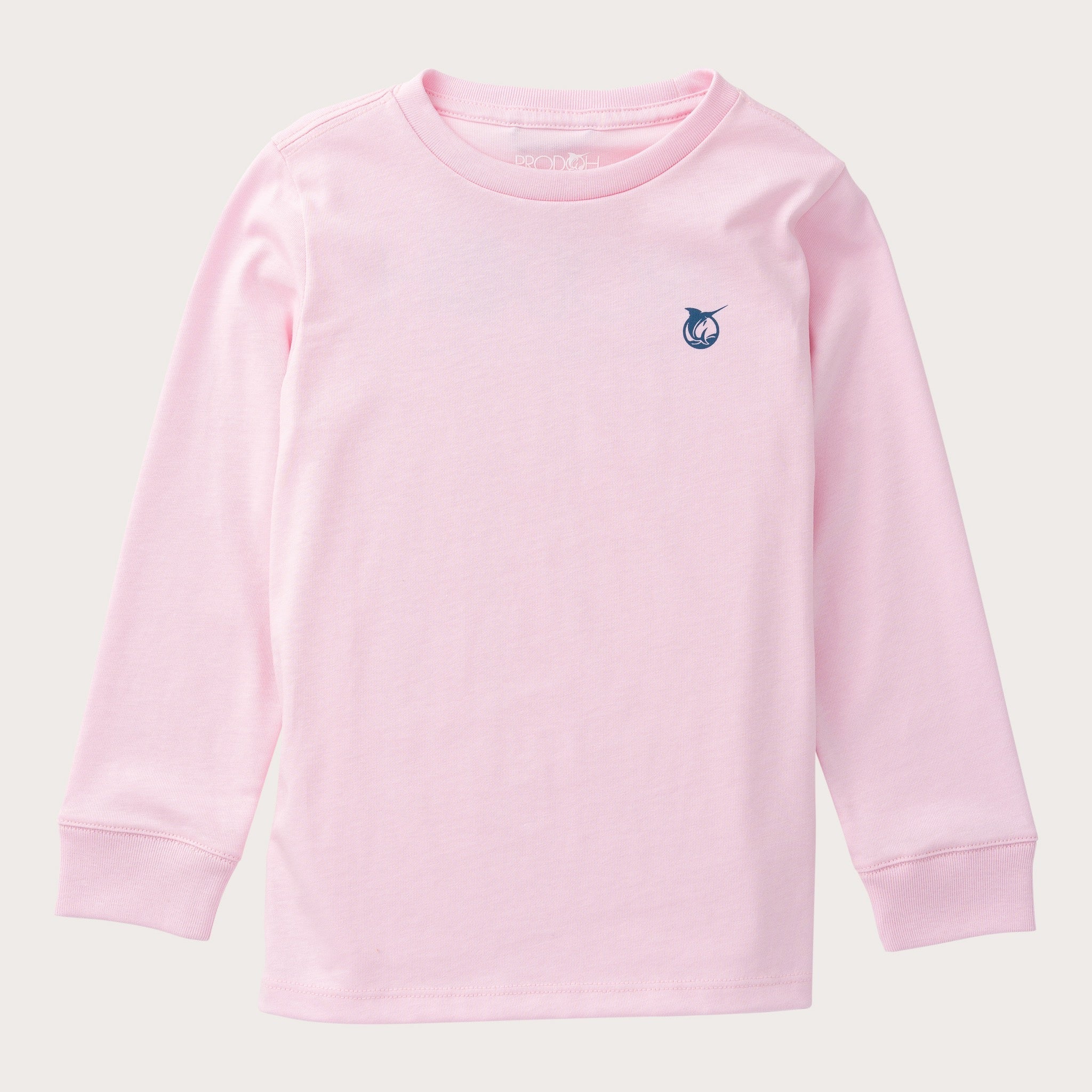 Girls' Long Sleeve Cotton T-shirt in Pink Lady with PRODOH Logo