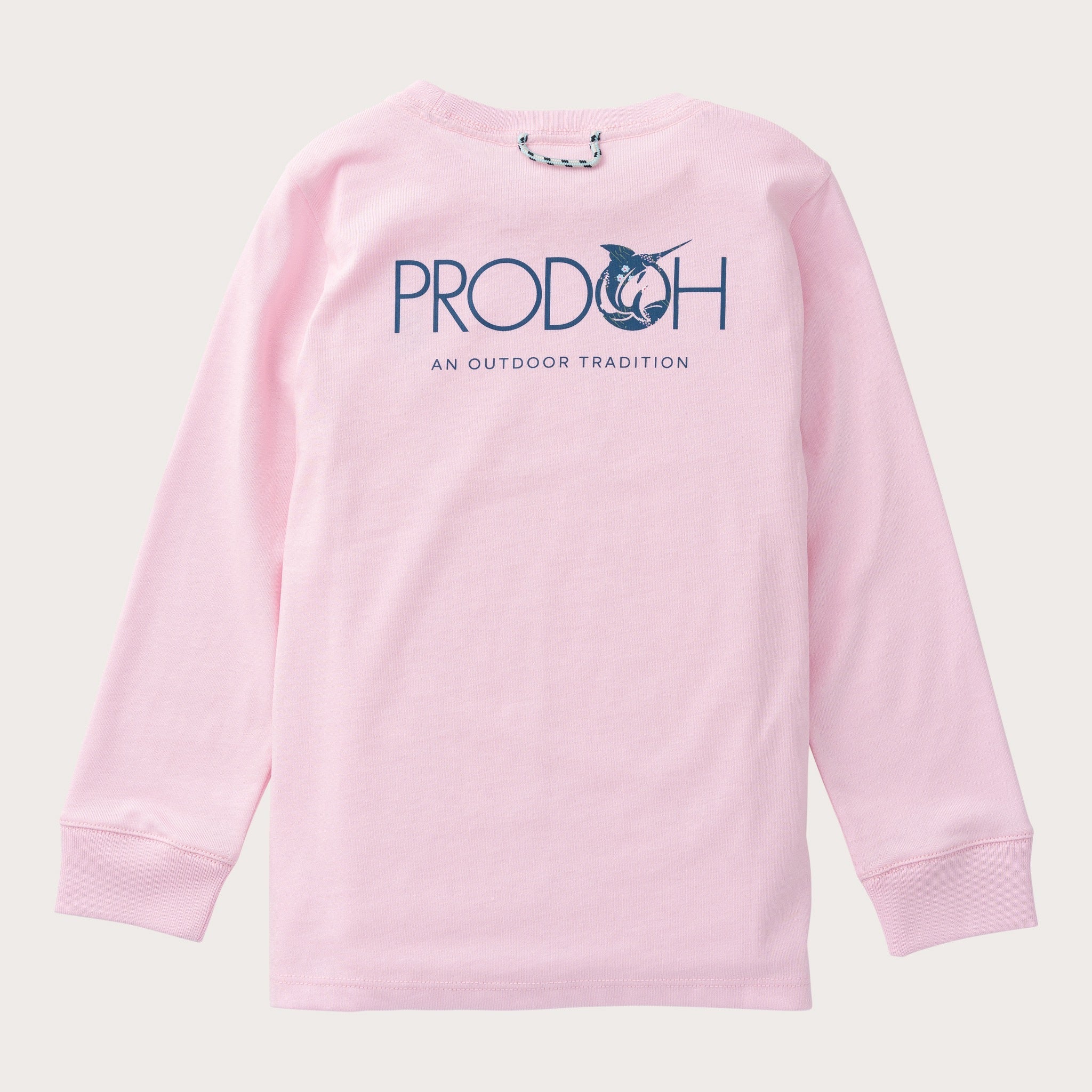 Girls' Long Sleeve Cotton T-shirt in Pink Lady with PRODOH Logo