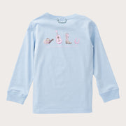 Girls' Long Sleeve Cotton T-shirt in Cashmere Blue Cowgirl Icons