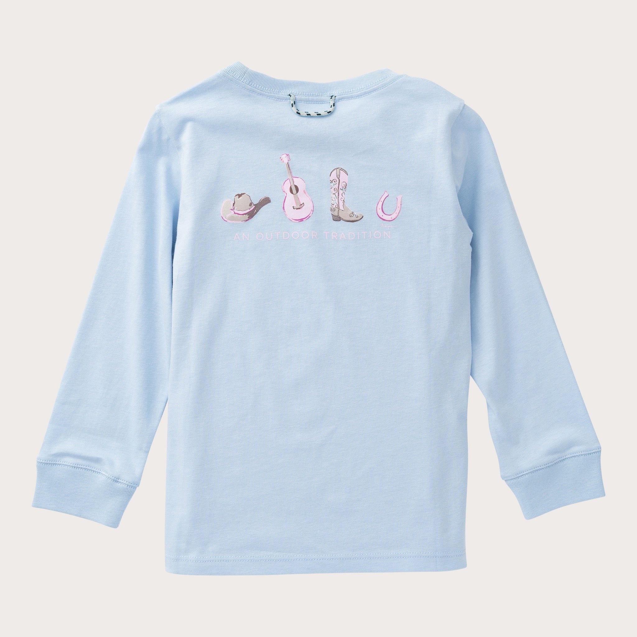 Girls' Long Sleeve Cotton T-shirt in Cashmere Blue Cowgirl Icons