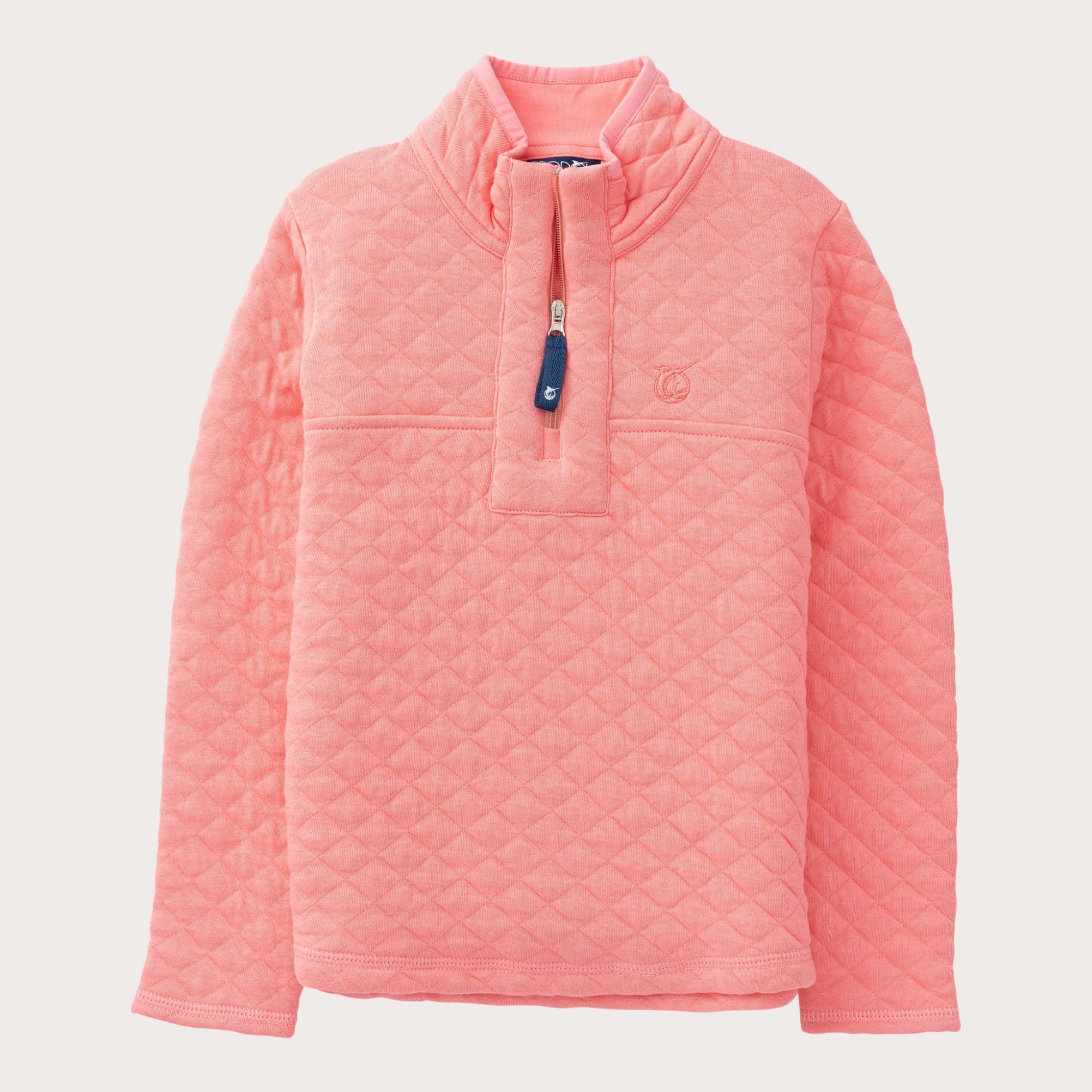 Girls' Quilted Zip Pullover in Geranium Pink