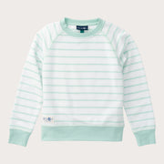 Girls' Classic Crew Control Sweatshirt in Mint Green Stripe