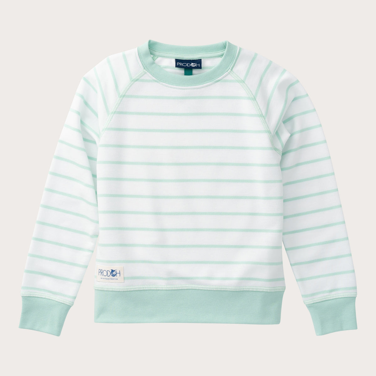 Girls' Classic Crew Control Sweatshirt in Mint Green Stripe