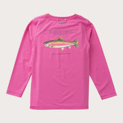 Girls' Pro Performance Long Sleeve T-shirt in Phlox Pink with Rainbow Trout Art