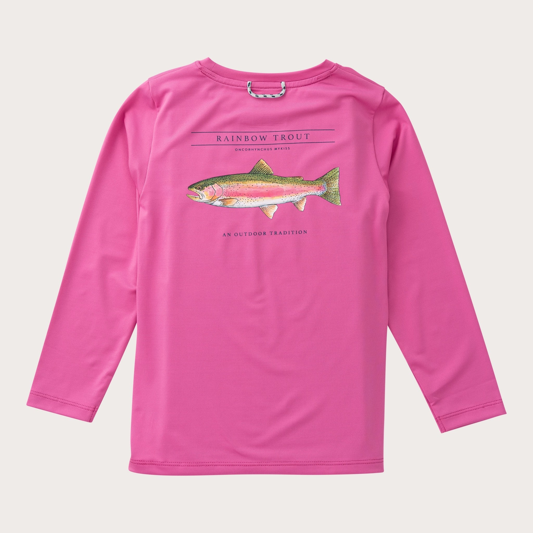 Girls' Pro Performance Long Sleeve T-shirt in Phlox Pink with Rainbow Trout Art