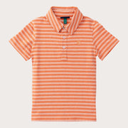 Boys' Short Sleeve Cotton Polo in Melon Stripe