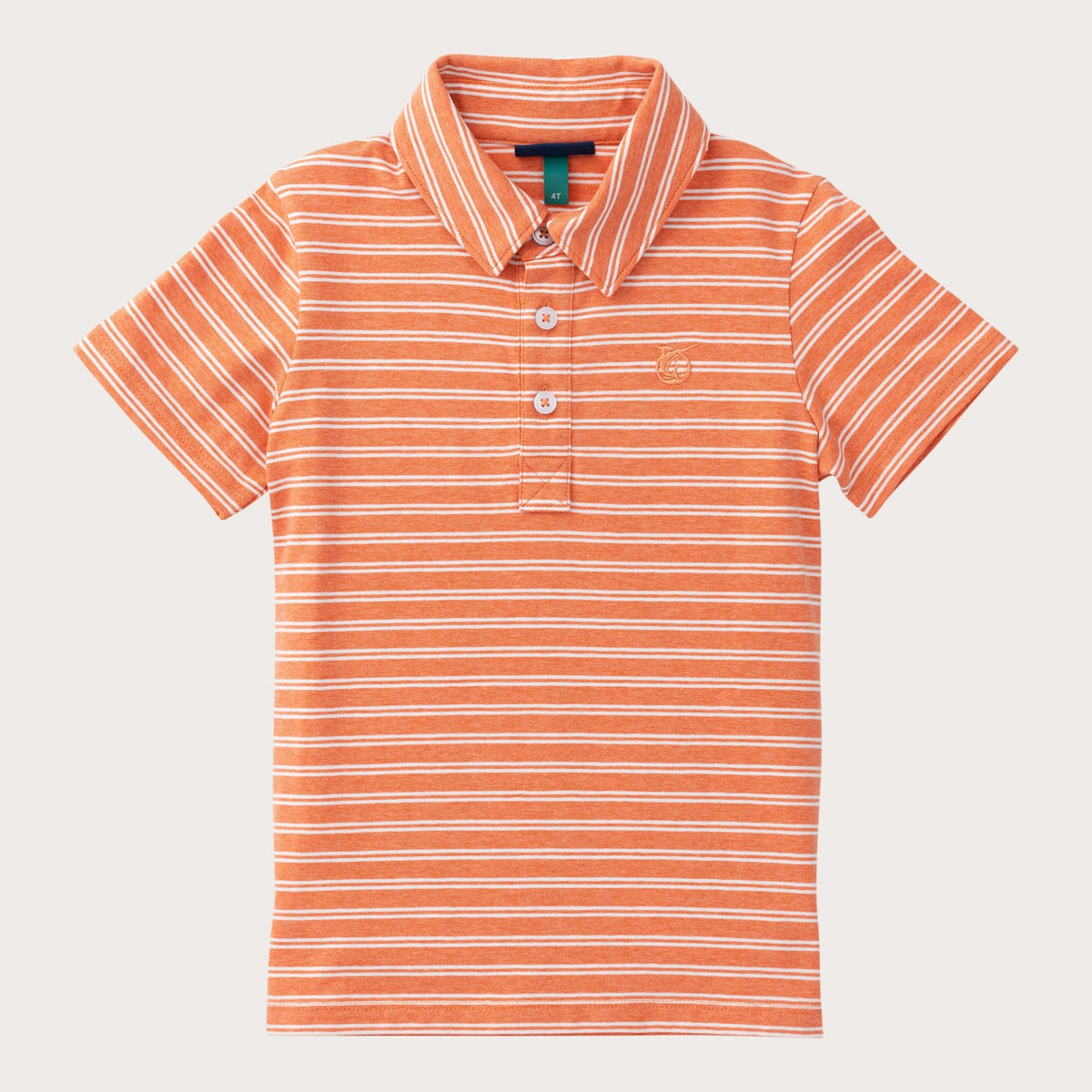 Boys' Short Sleeve Cotton Polo in Melon Stripe
