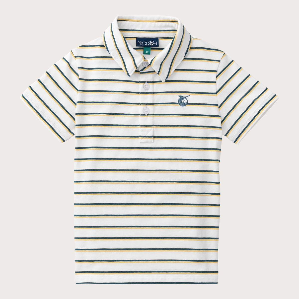 Boys' Short Sleeve Cotton Polo in Ochre Stripe
