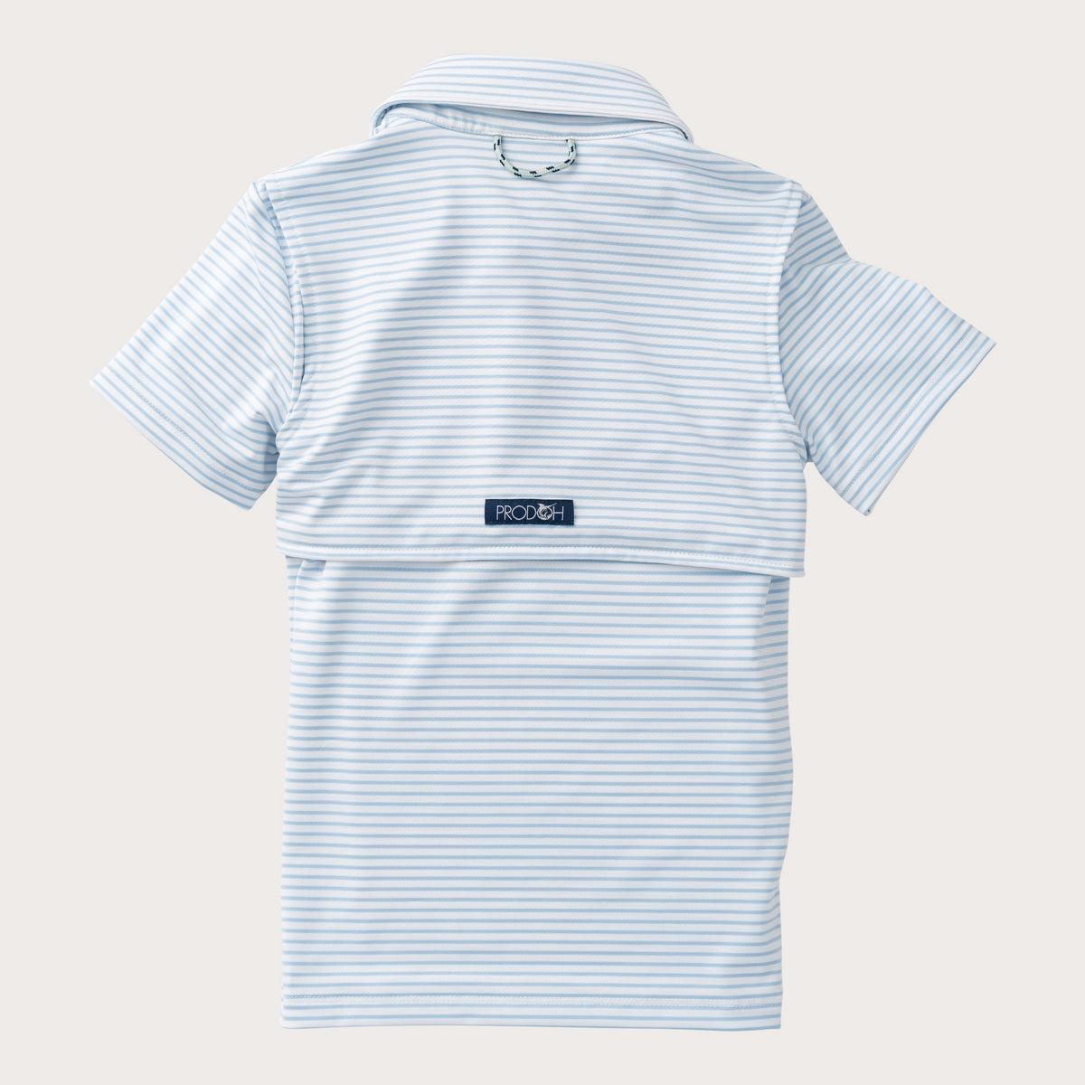 Boys' Short Sleeve Pro Performance Polo in Classic Clear Sky Blue and White Stripe
