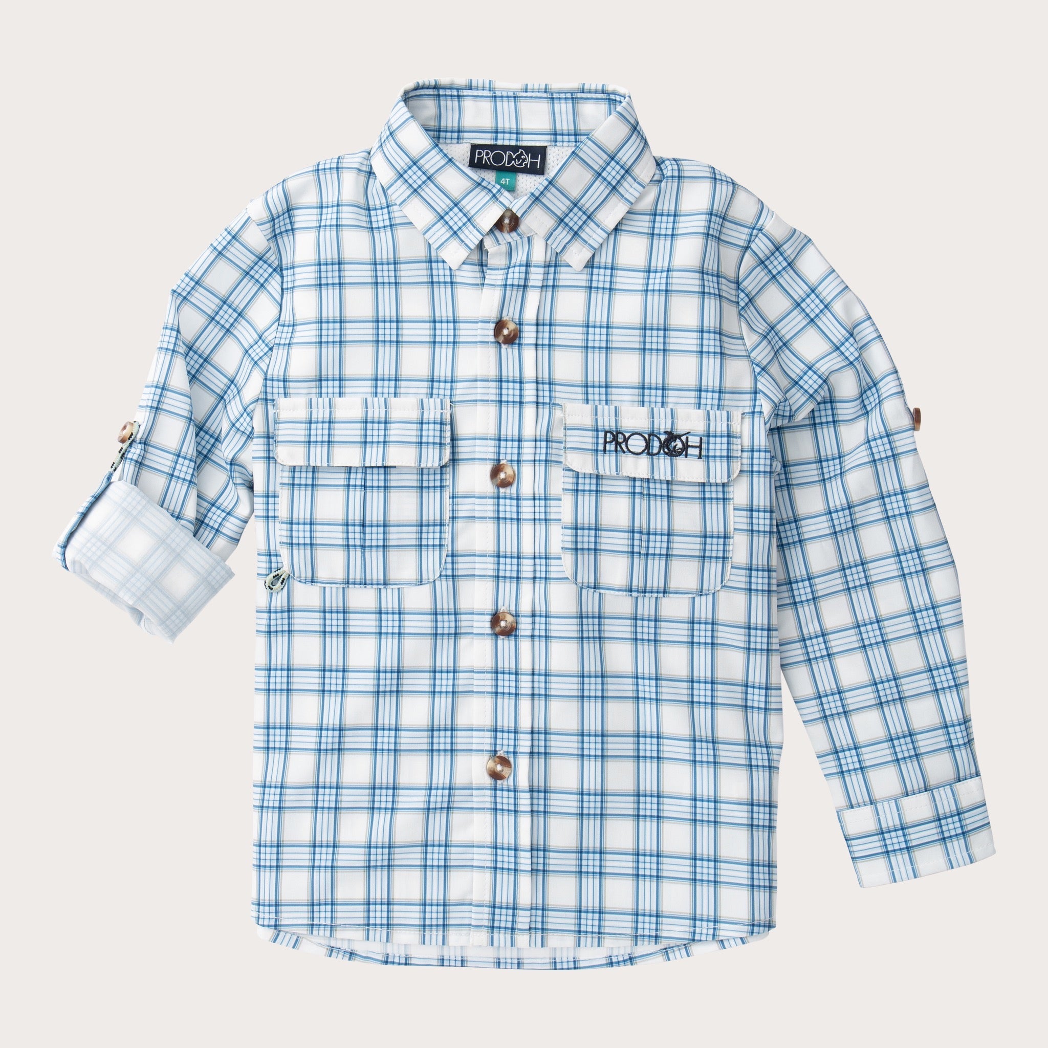 Boys' Long Sleeve Founders Kids Fishing Shirt in Cashmere Blue Plaid