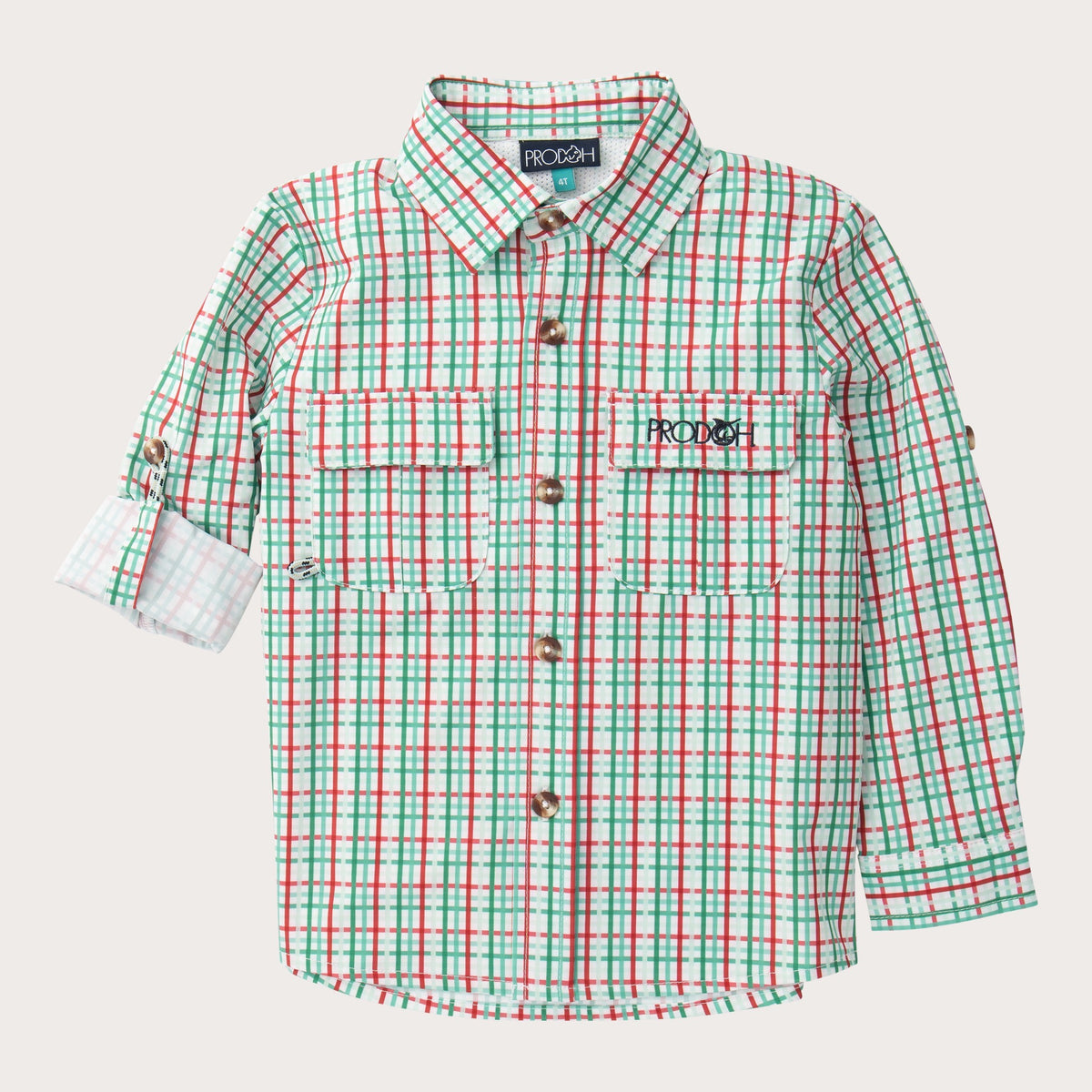 Boys' Long Sleeve Founders Kids Fishing Shirt in Holiday Plaid
